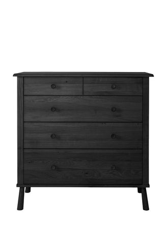 Cutout of the Black 5-Drawer Chest on a white background.