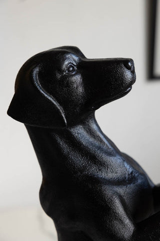 Close-up of the top of the Quirky Black Dog Lamp.