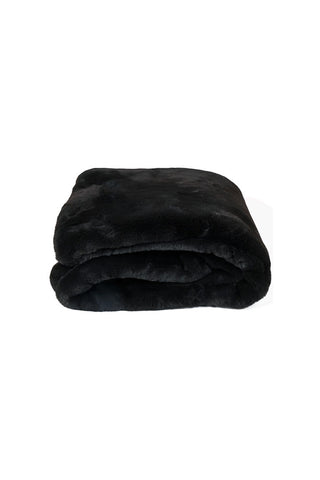 Cutout of the Black Faux Fur Throw on a white background.