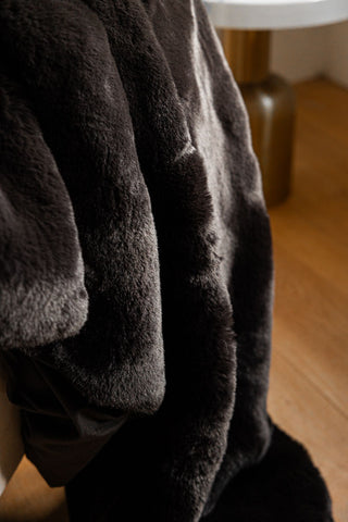 Detail shot of the Black Faux Fur Throw.