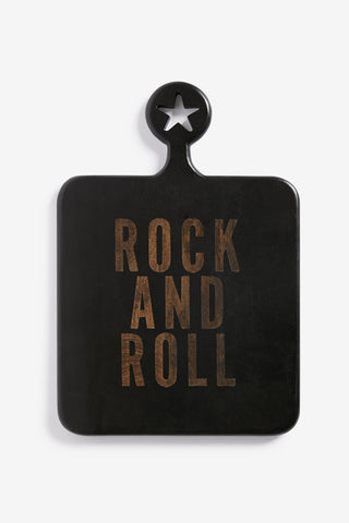 Cutout image of the Black Rock And Roll Serving Board on a white background.