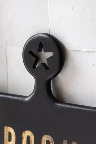 Detail image of the handle of the Black Rock And Roll Serving Board.