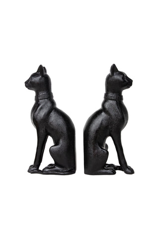 Cutout of the Black Sitting Cat Bookends on a white background.