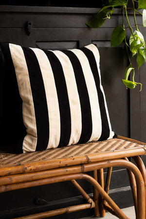 Black and white striped outdoor cushion hotsell