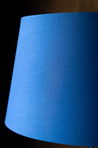 Close-up of the shade on the Bold Blue Parrot Floor Lamp with Shade.