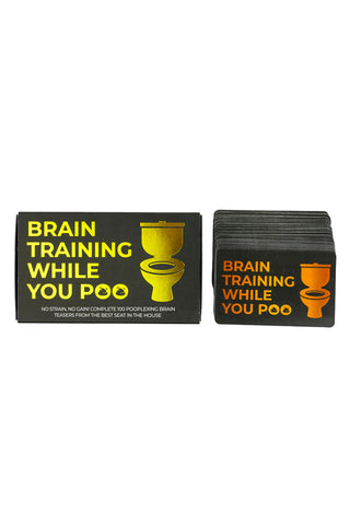 Cutout of the Brain Training While You Poo Card Pack and box on a white background.