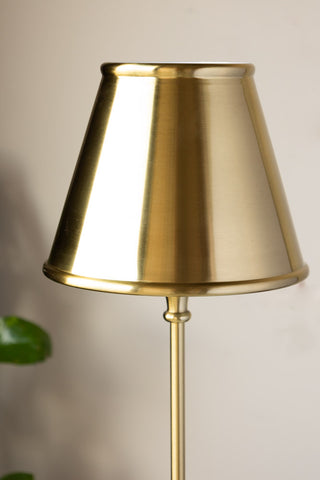 Close-up of the shade of the Brass Slim Table Lamp.