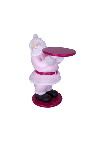 Cutout of the Butler Santa In Pink Christmas Decoration on a white background.