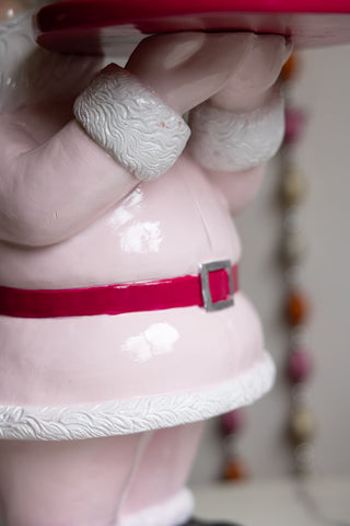 Detail shot of the belt on the Butler Santa In Pink Christmas Decoration.