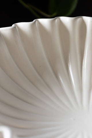 Detail shot of the inside of the White Ceramic Waved Bowl.