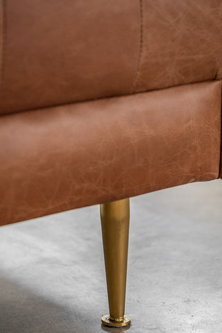 Close-up of the front/leg of the Chesterfield Antique Brown Leather 3-Seater Sofa.