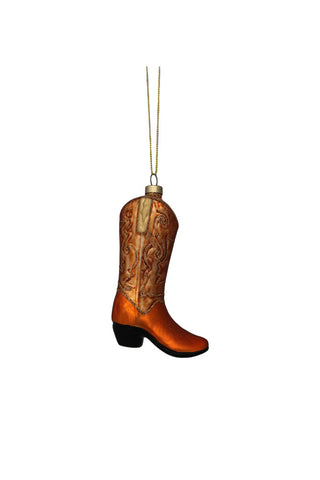 Cutout of the Cowboy Boot Christmas Tree Decoration on a white background.