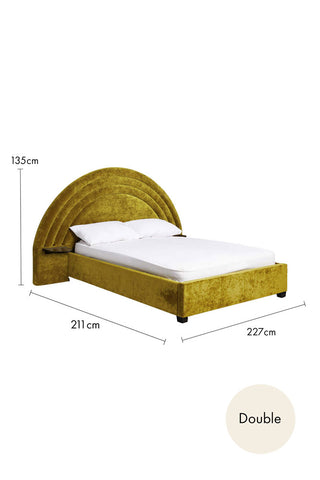 Cutout image of the Curve Bed Green Double showing it's dimensions.