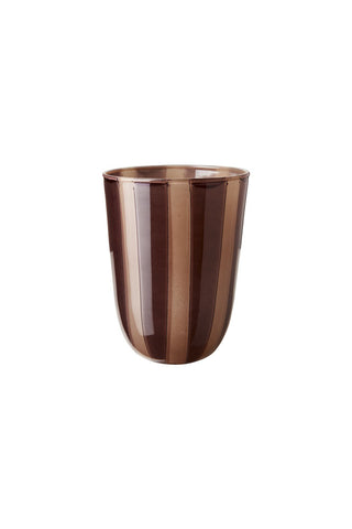 Cutout image of the Deep Bordeaux Striped Tealight Holder - Tall.