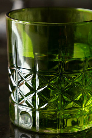 Green Whiskey Embossed Glass - Available in Two Designs