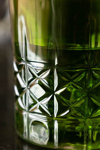 Green Whiskey Embossed Glass - Available in Two Designs