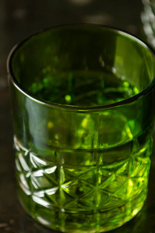 Green Whiskey Embossed Glass - Available in Two Designs