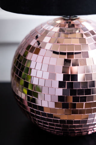 Detail shot of the base of the Disco Ball Table Lamp in Pink.