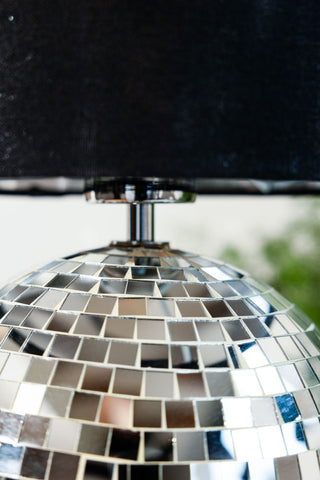 Detail shot of the base of the Disco Ball Table Lamp in Silver.