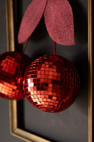 Close-up of the Disco Cherries Christmas Tree Decoration.