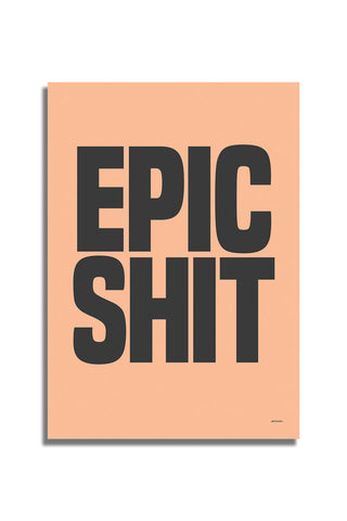 The Epic Shit Coral & Black Art Print - Unframed on a white background.