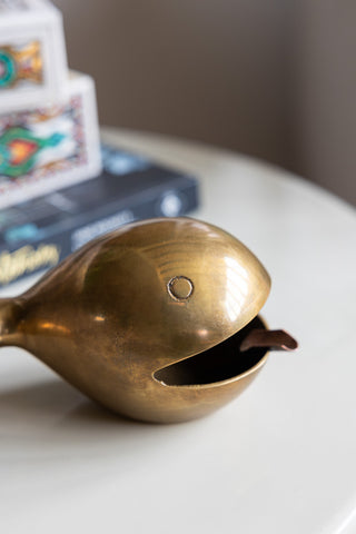 Close-up of the Fabulous Antique Gold Whale Ornament/Ashtray.