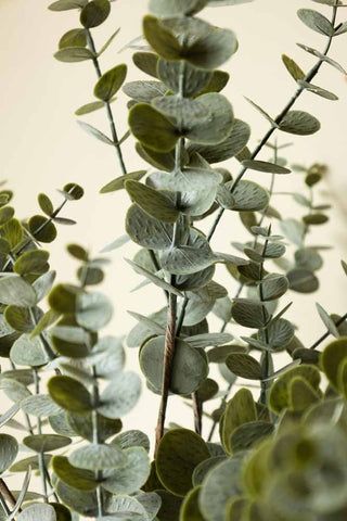 Detail image of the Faux Eucalyptus Plant In Pot agaisnt light background