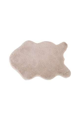 Cutout of the Faux Fur Natural Rug on a white background.