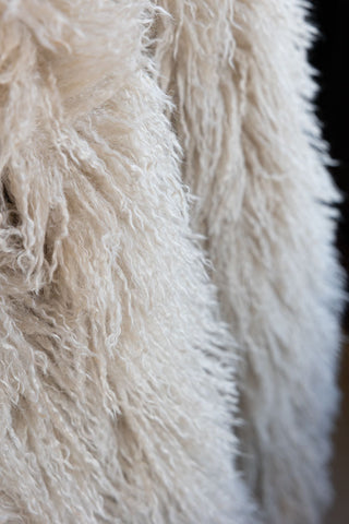 Close-up of the Faux Mongolian Natural Throw.