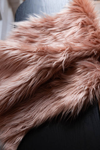 Close-up of the Faux Sheepskin in Blush.