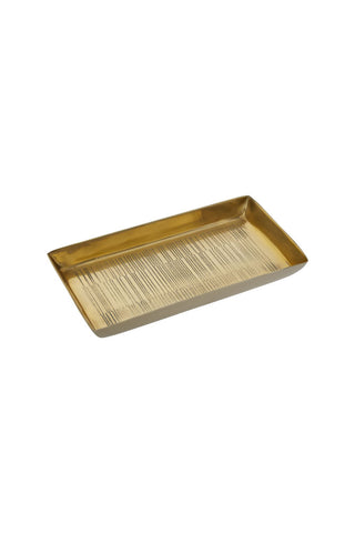 Cutout of the Fine Line Detail Gold Effect Trinket Tray on a white background.