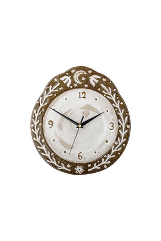 Cutout image of the Folk Birds Ceramic Clock on a white background.