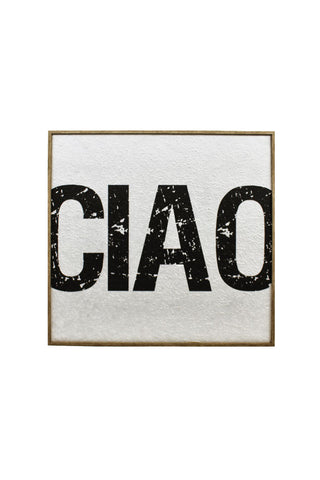 Cutout image of the Framed Black & White Ciao Wall Art.