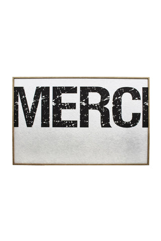 Cutout image of the Framed Black & White Merci Wall Art,