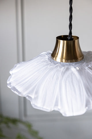 Close-up of the top of the Frosted Flower Daisy Glass Easyfit Ceiling Light Shade.