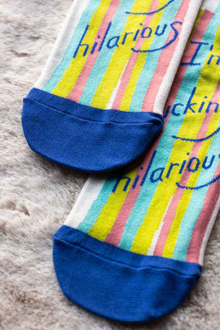 Close-up of the bottom of the Fucking Hilarious Ankle Socks.