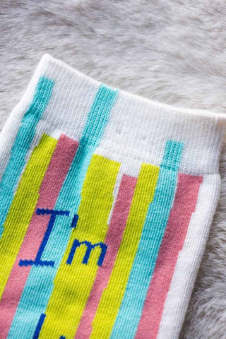 Close-up of the top of the Fucking Hilarious Ankle Socks.