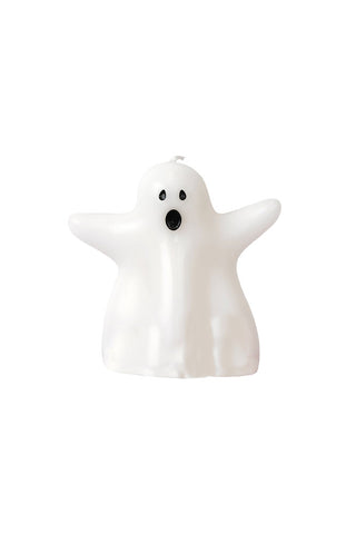 Cutout of the Ghost Shaped Candle on a white background.