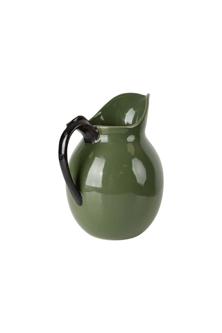 Cutout of the Glazed Jug in Olive Green on a white background.