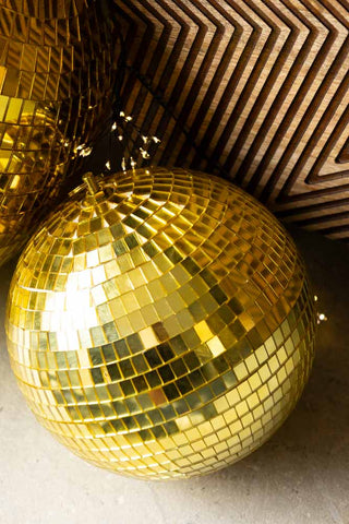 Close-up of the Gold Disco Ball - 20cm on the floor.