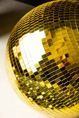 Detail shot of the Gold Disco Ball - 20cm.