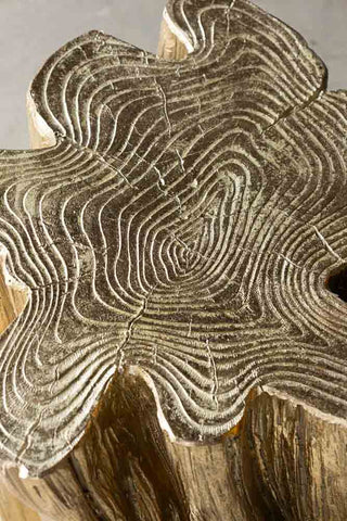 Close-up of the top of the Golden Tree Stump Small Side Table.