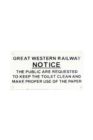 Cutout of the Great Western Railway Notice Door Hanging Sign on a white background.