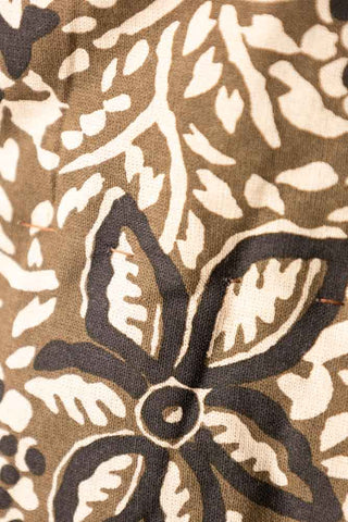 Close-up of the flower design on the Green Floral Quilt in King-Size.