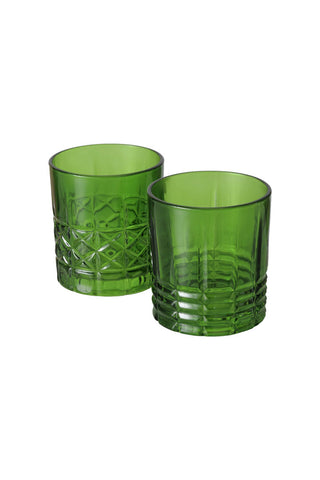 Cutout image of the Green Whiskey Embossed Glass - Available in Two Designs.