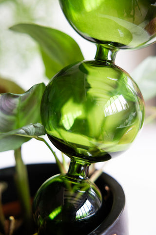 Detail shot of the middle of the Green Glass Self-Watering Pipette.