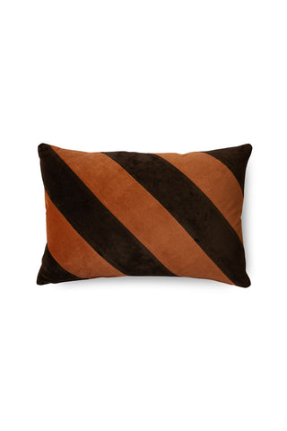 Cutout image of the HKLiving Coffee & Mocha Striped Velvet Cushion.