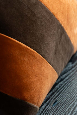 Detail shot of the HKLiving Coffee & Mocha Striped Velvet Cushion.