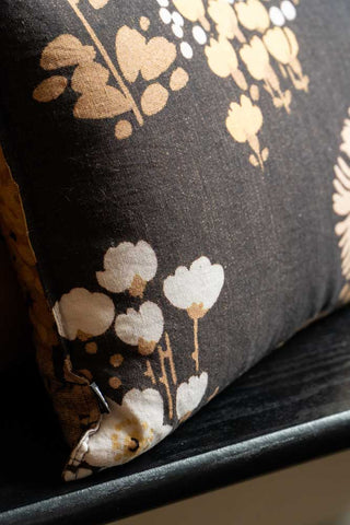 Detail shot of the HKLiving Dark Florals Cotton Cushion.