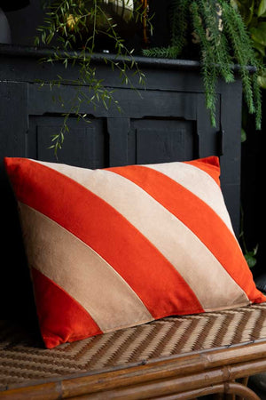 HKliving Red Pink Stripe Velvet Cushion Rockett St George